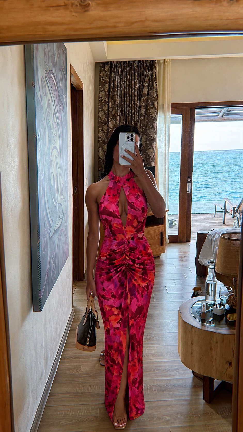 Μάξι Floral Φόρεμα με Σούρα