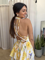Floral Mini Φόρεμα με Open Back
