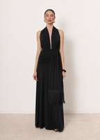Maxi Halter Φόρεμα& Ζώνη με Κρόσσια