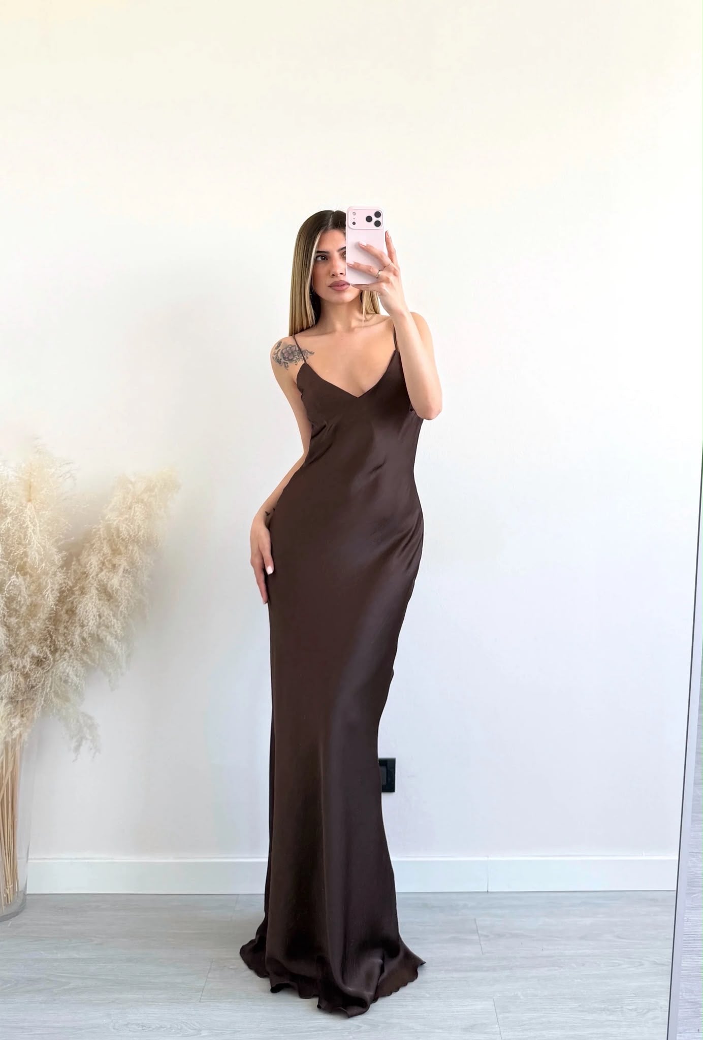 Maxi Satin Φόρεμα με Τιράντες