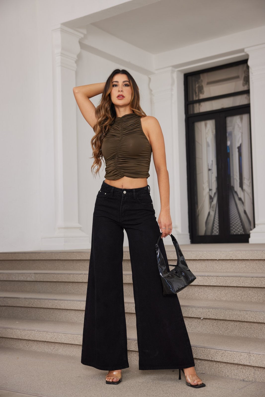 Ελαστικό τζιν wide leg