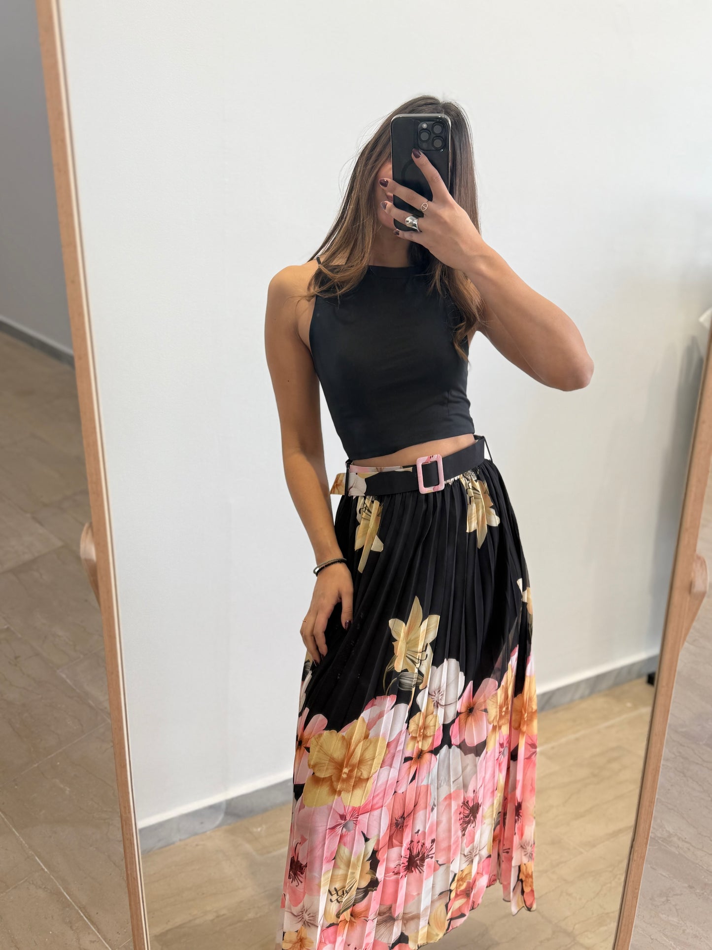 Πλισέ μίντι floral φούστα