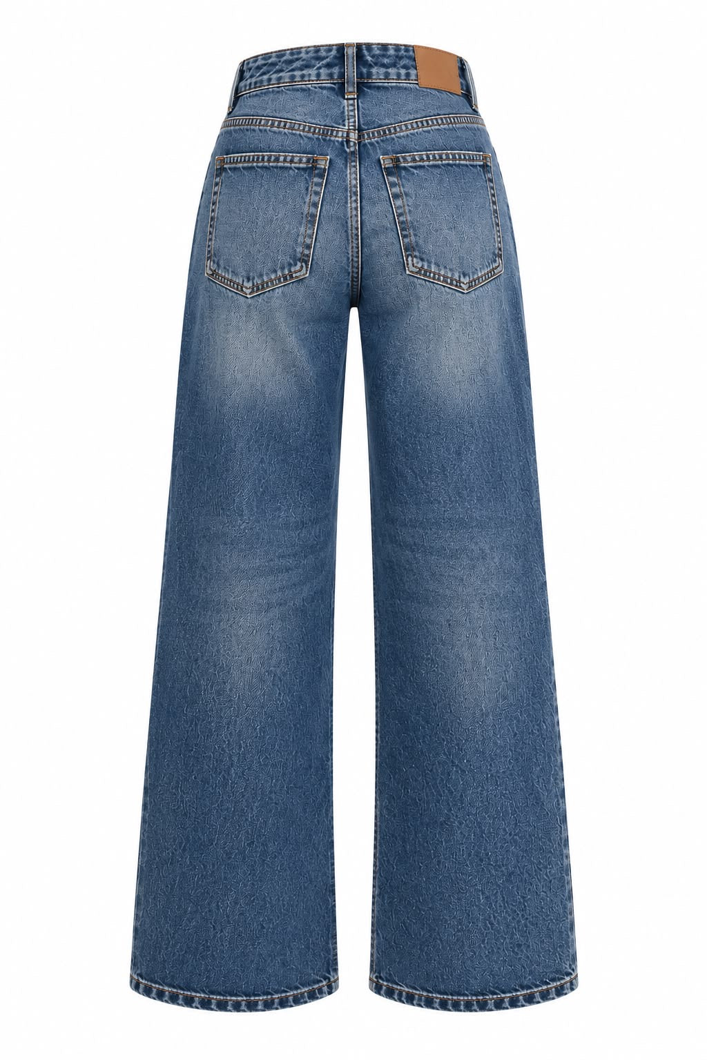 Wide leg τζιν ψηλόμεσο μπλε, πίσω
