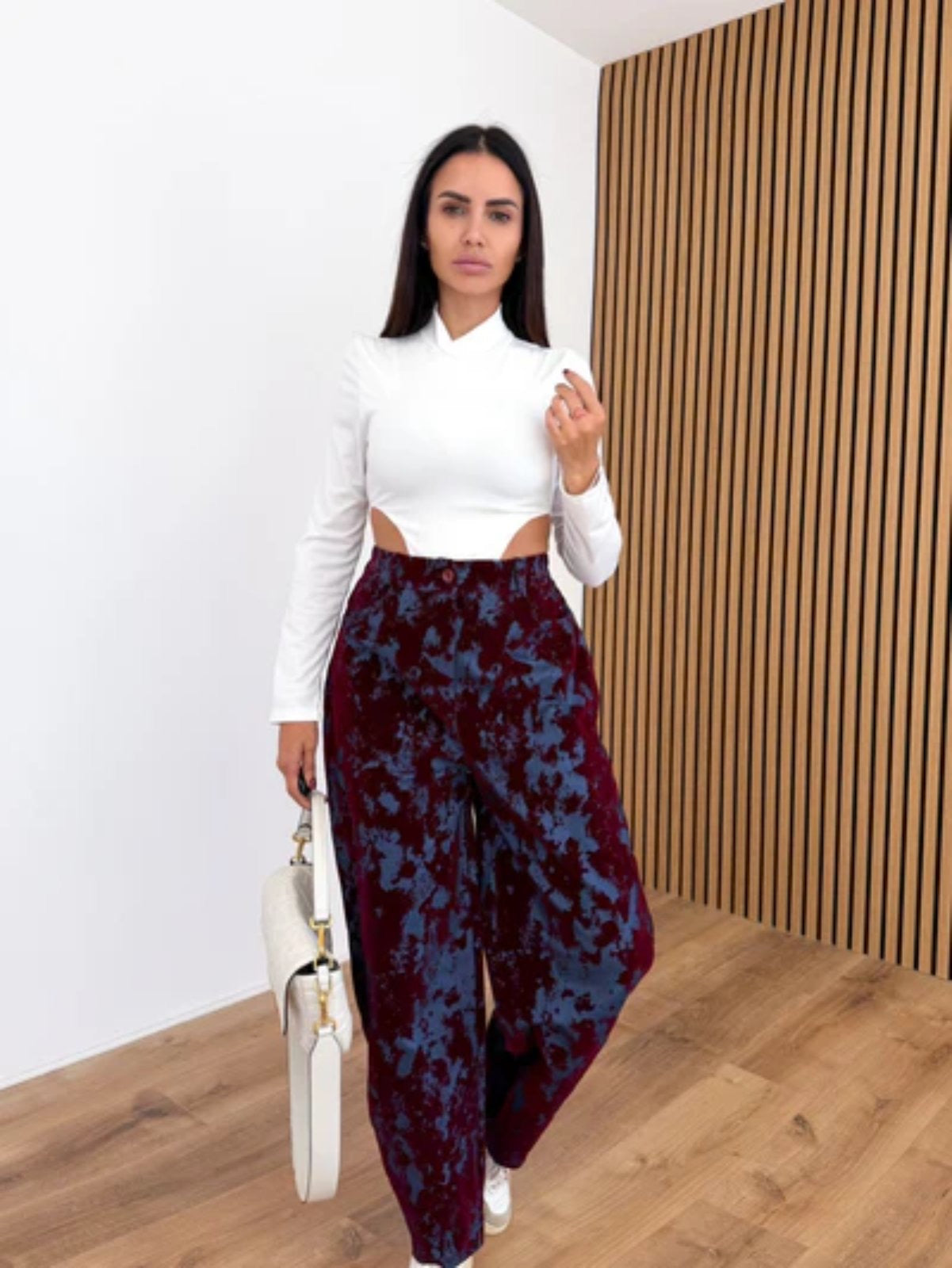 Παντελόνι δίχρωμο velvet