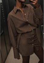 Lumina Camille Striped Shirt Dress