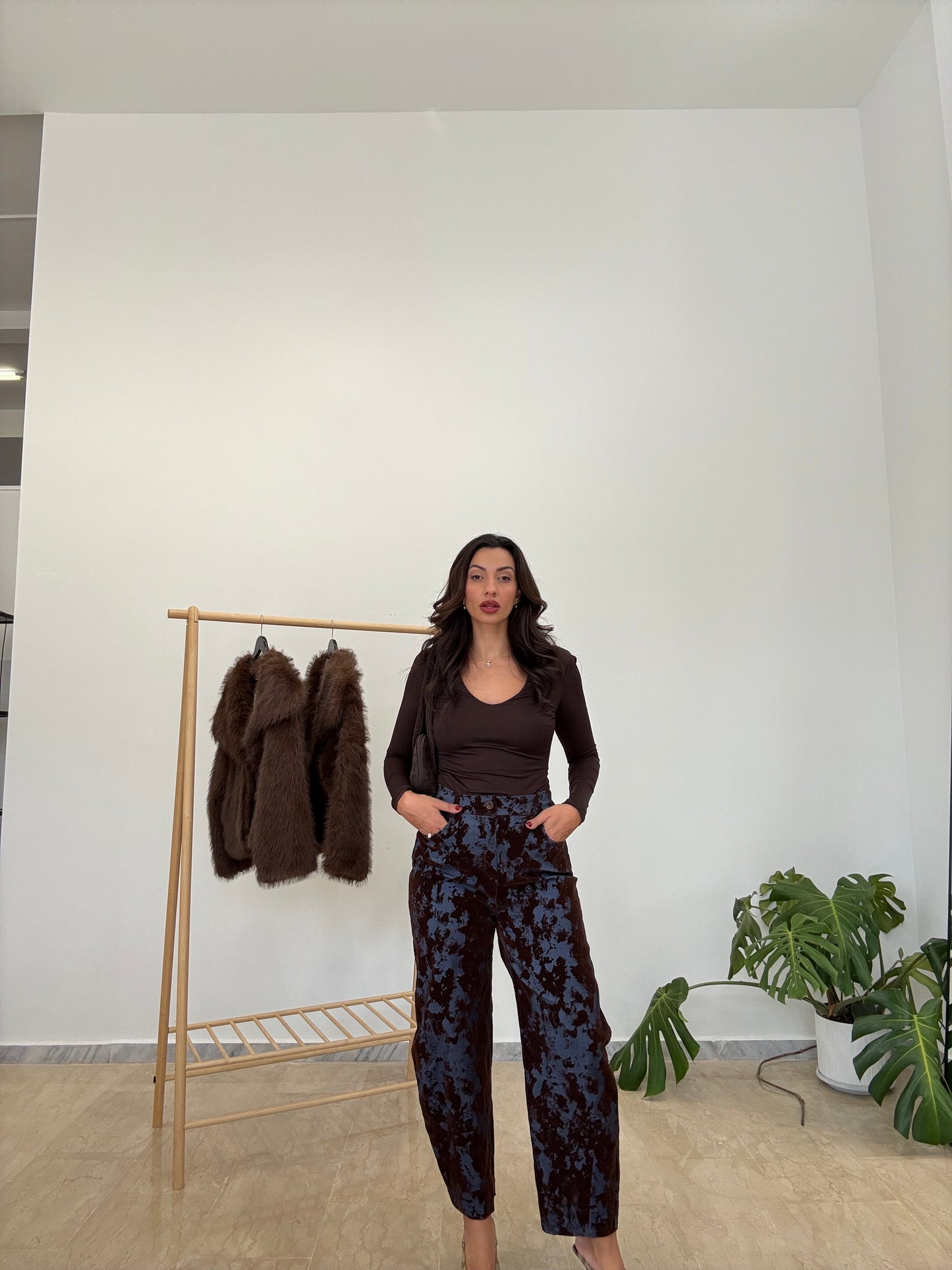 Παντελόνι δίχρωμο velvet