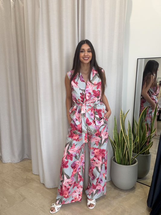 Σετ floral γιλέκο  & παντελόνι