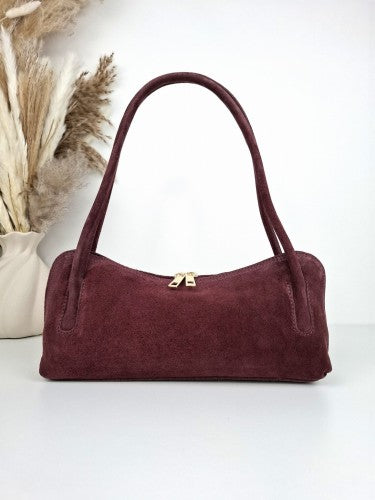 Baguette σουέντ δερμάτινη τσάντα