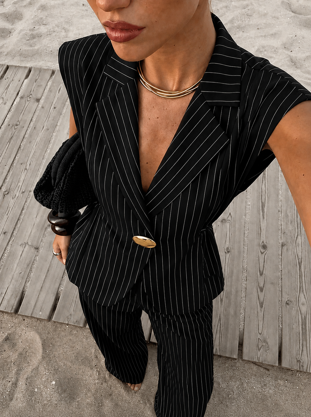 Σετ με Αμάνικο Blazer & Παντελόνι