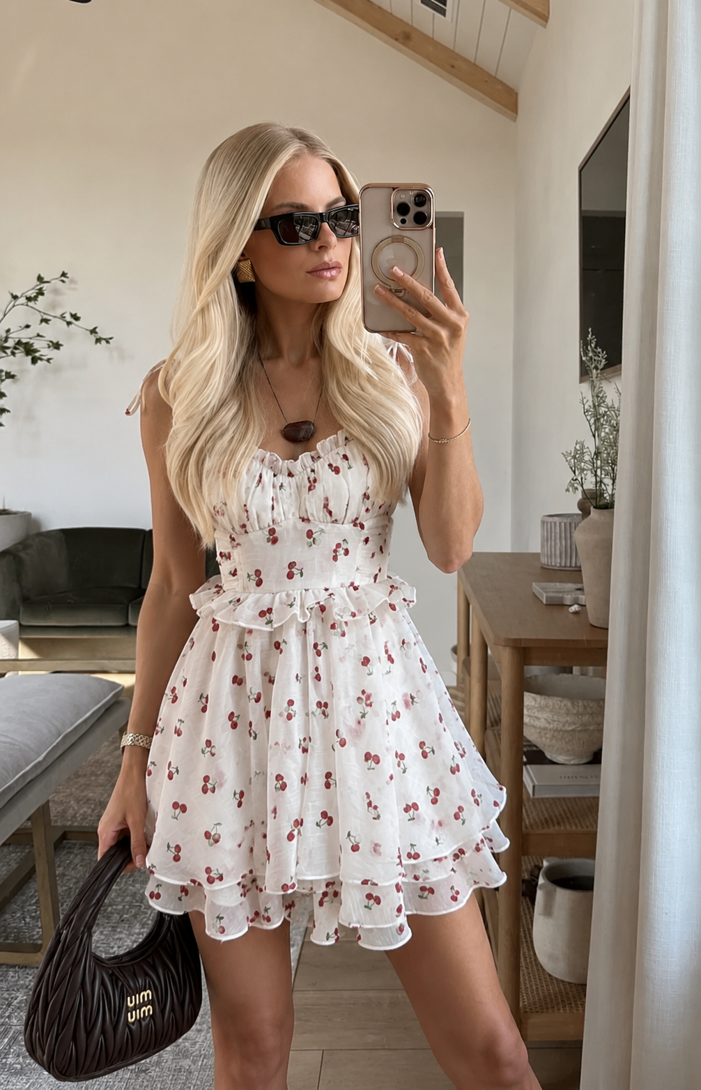 Cherry Print Mini Φόρεμα