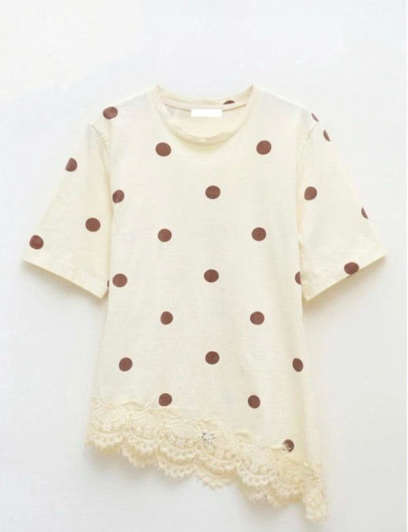 T-shirt Polka Dot with Lace - Lumina