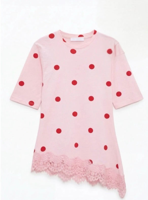 T-shirt Polka Dot with Lace - Lumina