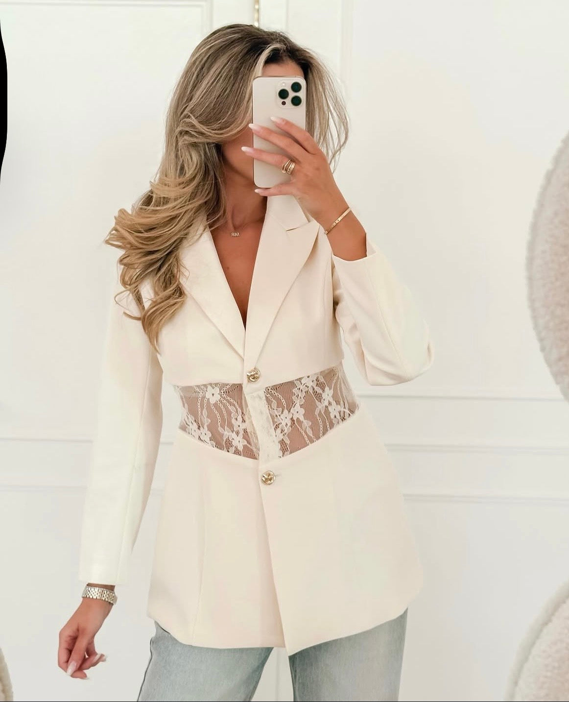 Σακάκι με διαφάνεια και δαντέλα