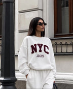 Φούτερ NYC λευκό με μπορντό γράμματα