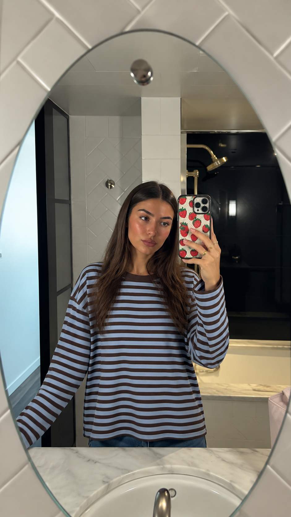 Ριγέ Μπλούζα Μακρυμάνικη Oversized