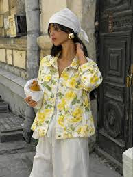 Τζάκετ λευκό με λουλούδια Lumina