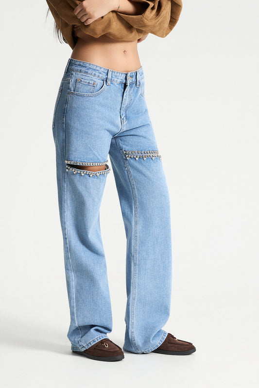 Τζιν με κόψιμο και στρας