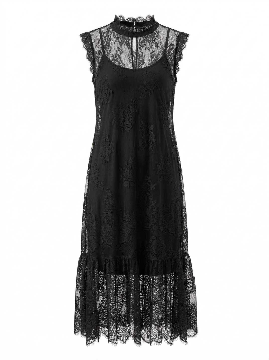 Premium Lace Midi Dress με Ζώνη & Ρομαντικό Neckline