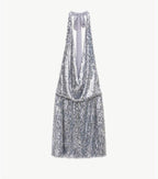 Lumina mini φόρεμα halter με παγιέτες ασημί