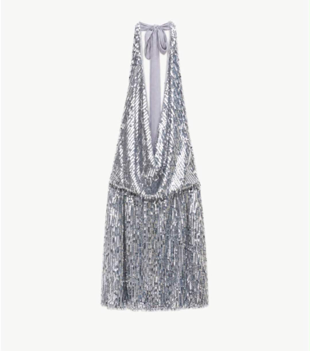 Lumina mini φόρεμα halter με παγιέτες ασημί