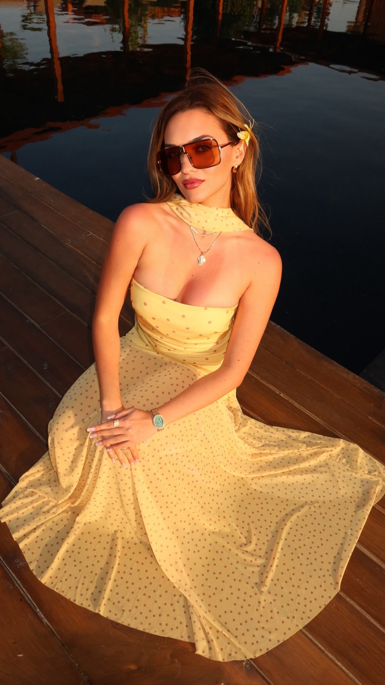Lumina φόρεμα πουά strapless