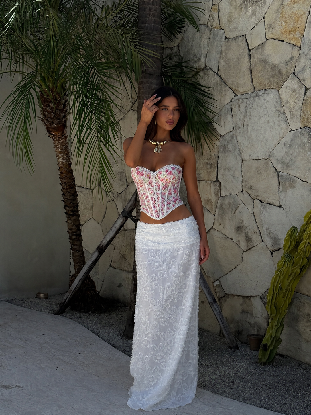 Τοπ κορσές floral strapless