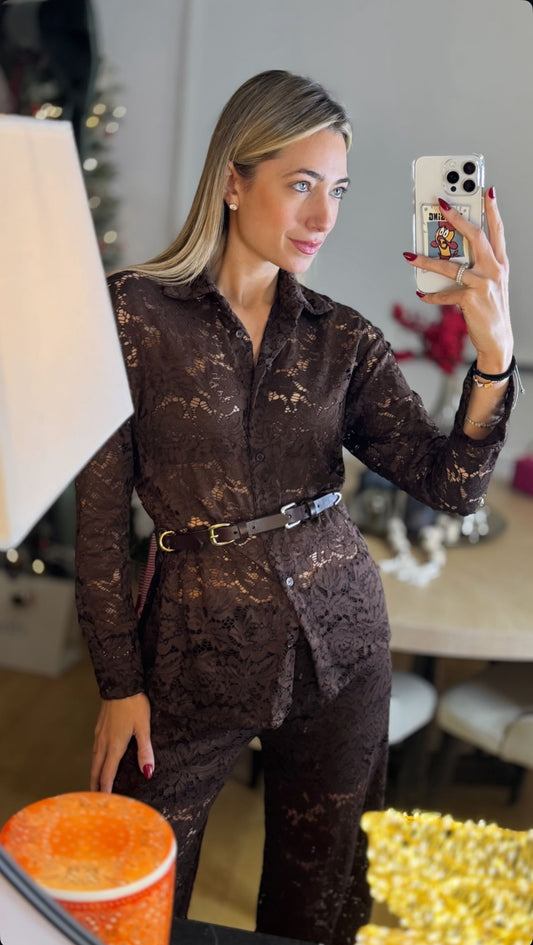 Σετ Δαντέλα Πουκάμισο και Παντελόνι