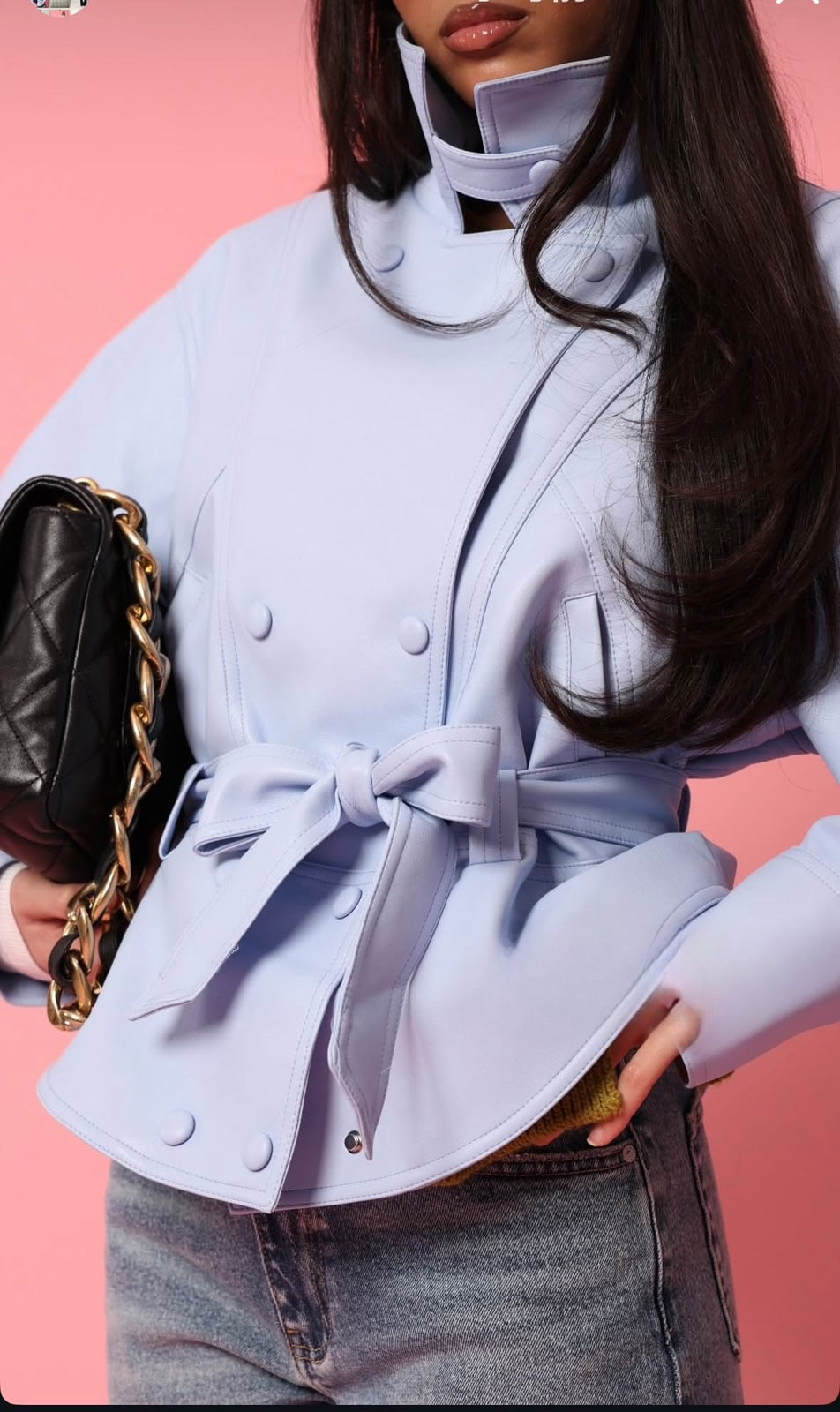 Δερματίνη τζάκετ με ζώνη