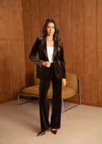 Βελούδινο κοστούμι tuxedo καφέ