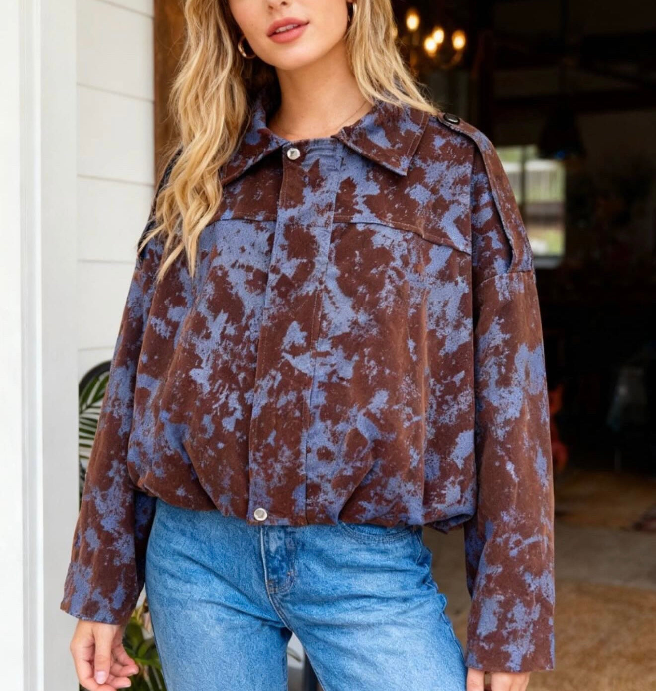 Τζάκετ velvet δίχρωμο