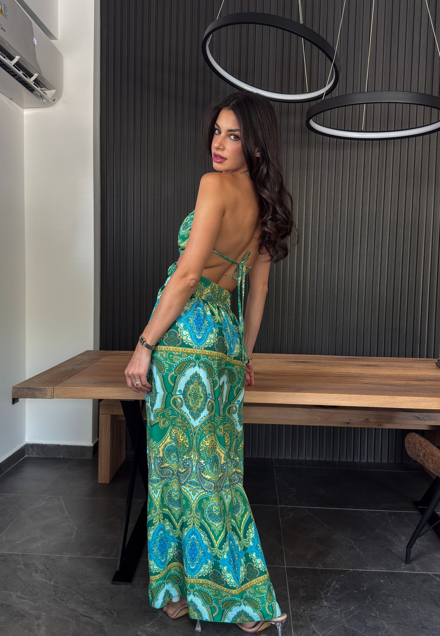 Maxi Φόρεμα με Print Cut Out