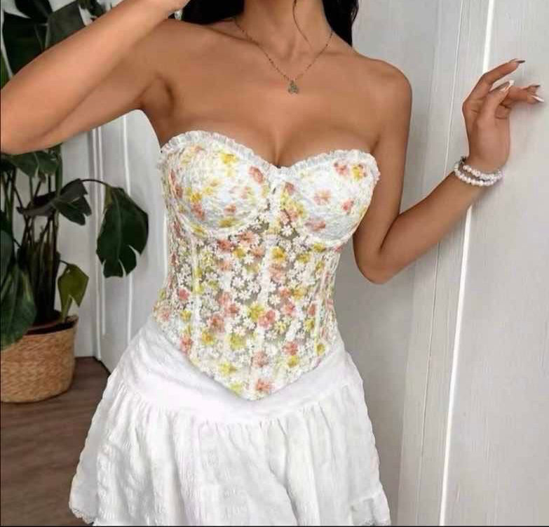 Τοπ κορσές floral strapless