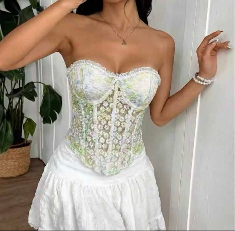 Τοπ κορσές floral strapless