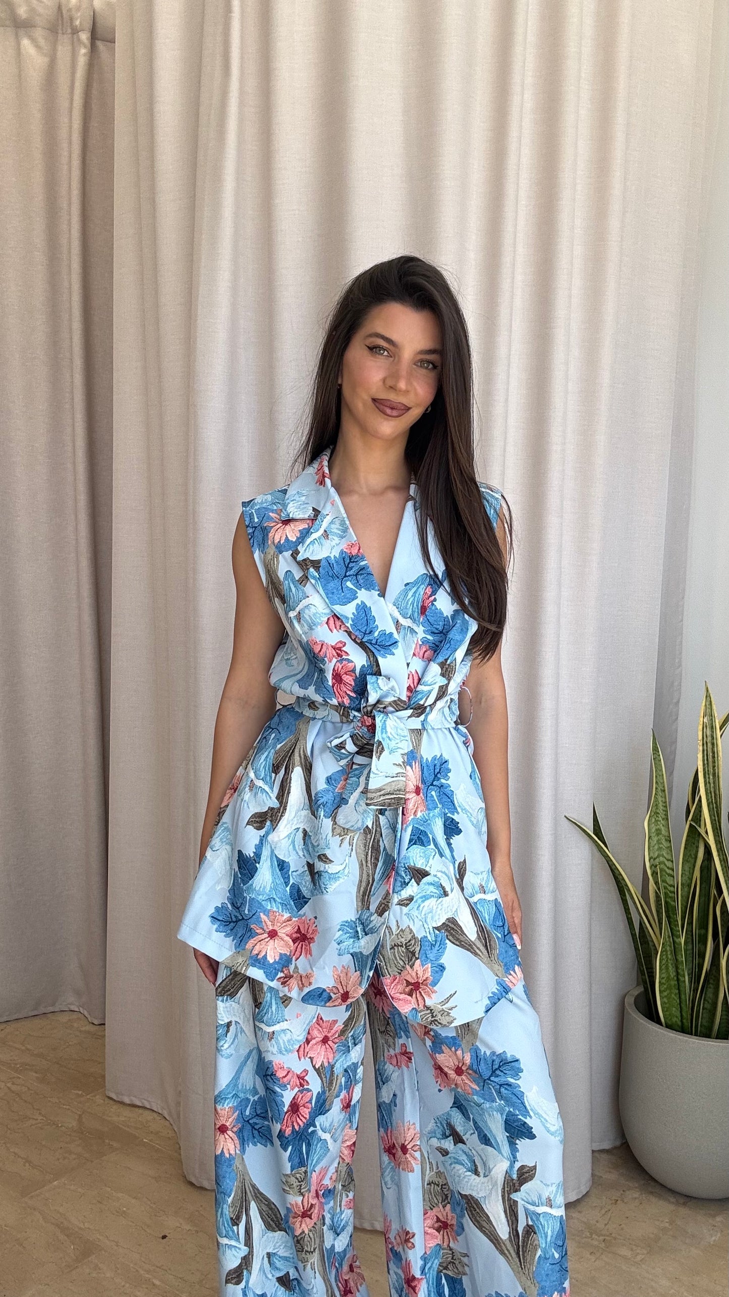 Σετ floral γιλέκο  & παντελόνι