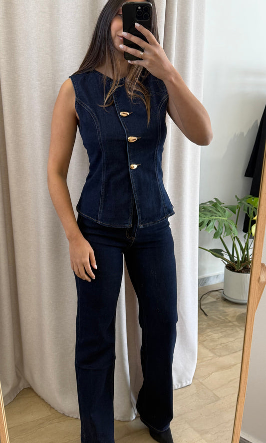 Τζιν σετ γιλέκο και παντελόνι