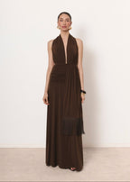 Maxi Halter Φόρεμα& Ζώνη με Κρόσσια