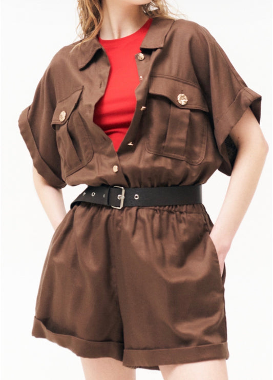 Lumina Ολόσωμο shorts με γιακά & λάστιχο στη μέση