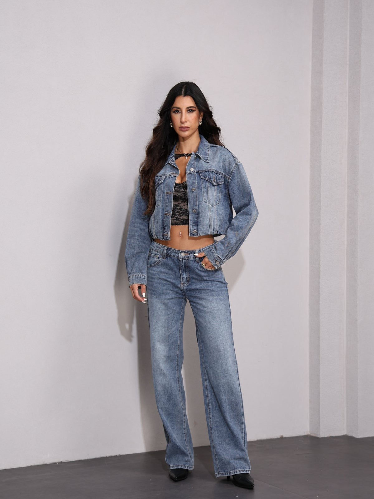 Denim Σετ με Jacket & Παντελόνι