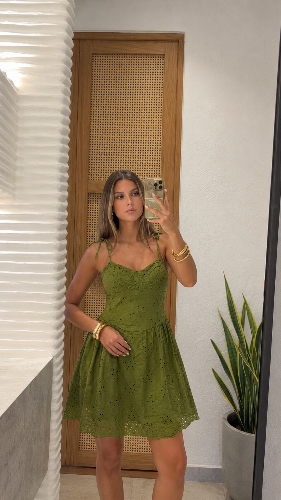 Mini Broderie Φόρεμα με Τιραντάκια
