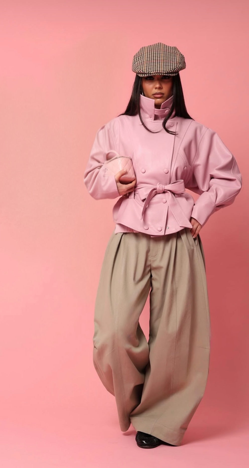 Δερματίνη τζάκετ με ζώνη