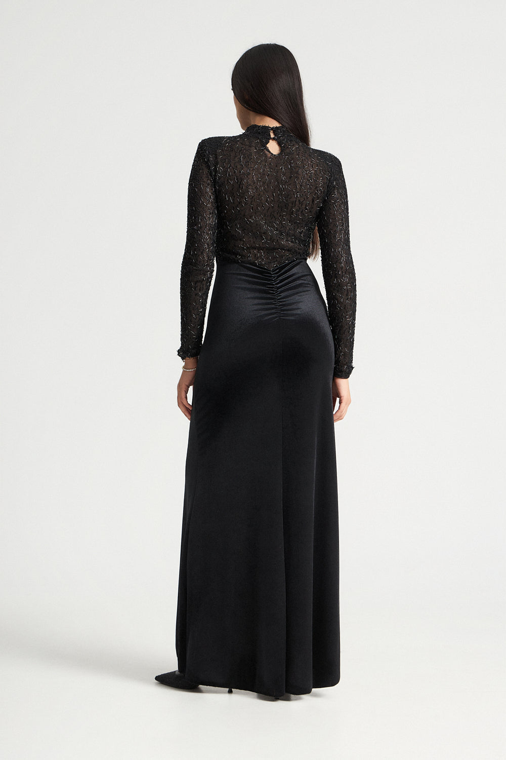 Μάξι φόρεμα velvet με λάμψη