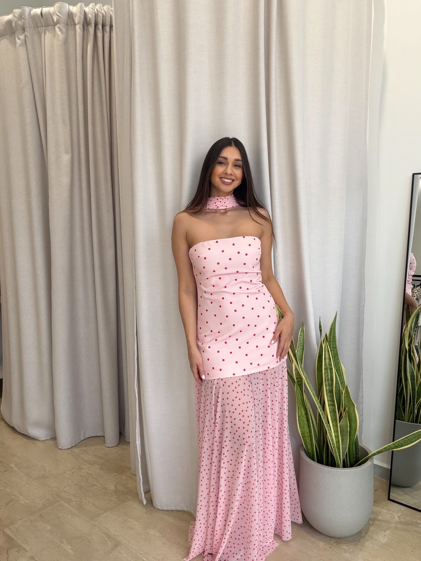 Lumina φόρεμα πουά strapless