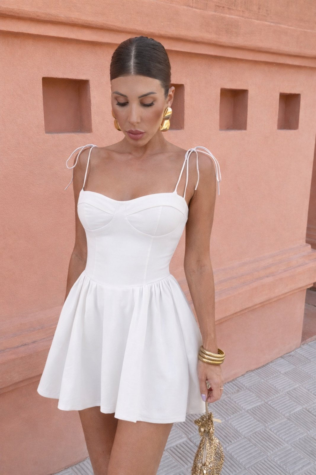 Mini Dress με Δέσιμο στους Ώμους