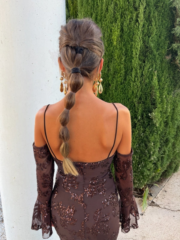 Φόρεμα παγιέτα με μανίκια