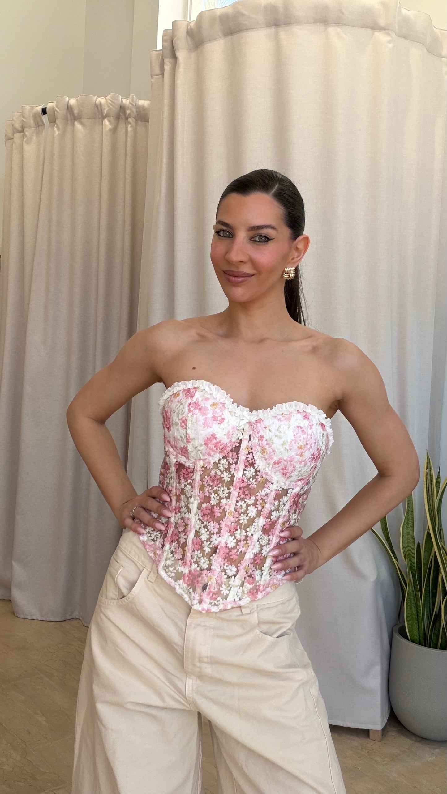 Τοπ κορσές floral strapless
