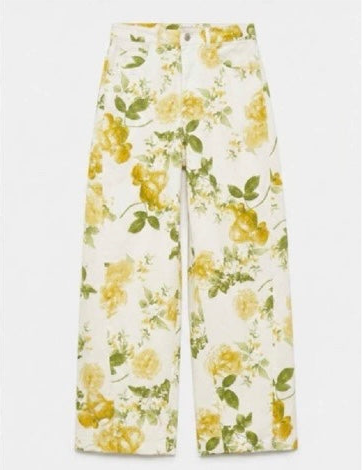 Παντελόνι λευκό με λουλούδια Lumina