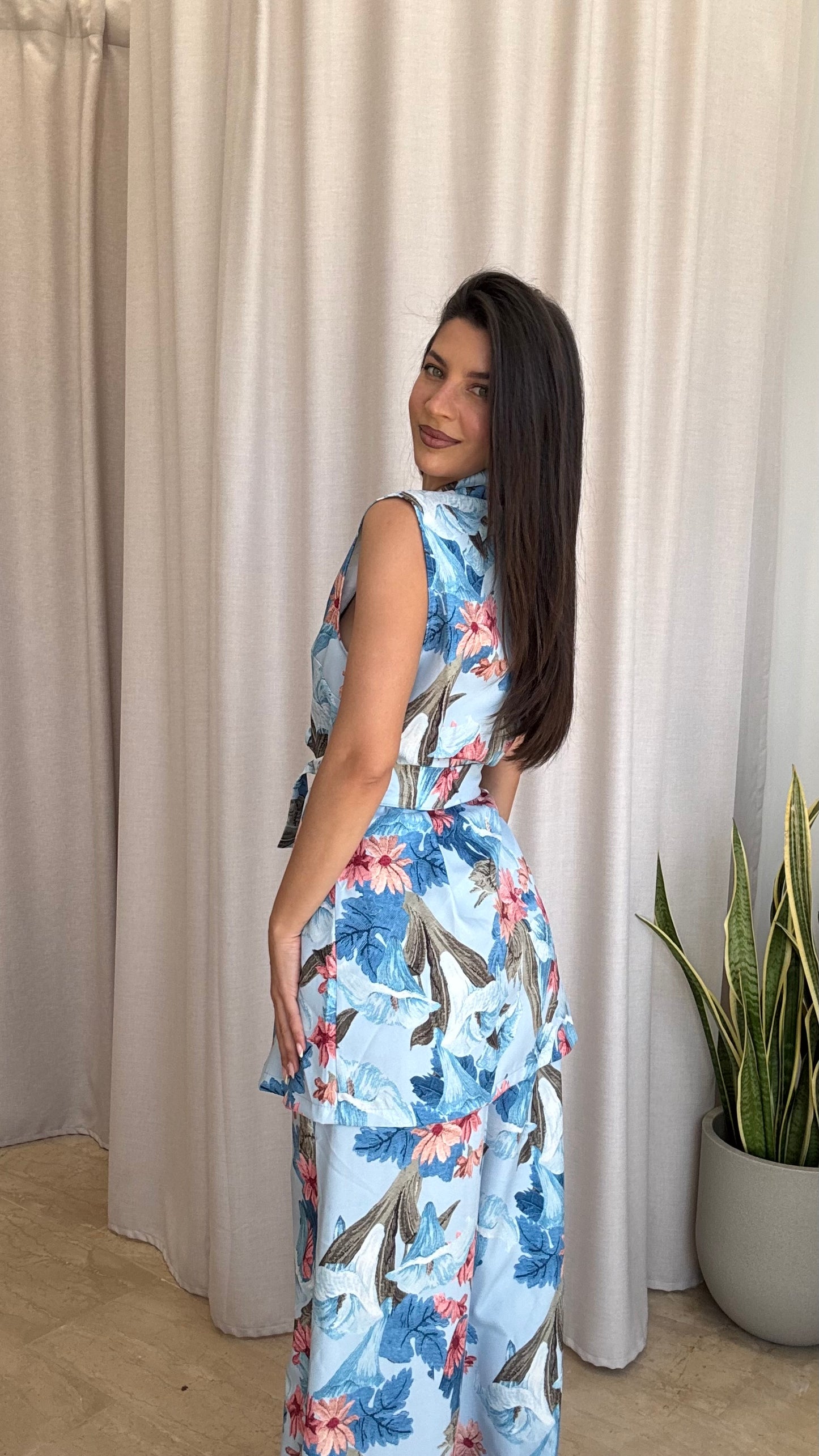 Σετ floral γιλέκο  & παντελόνι