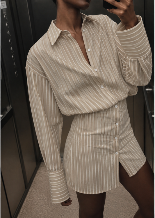 Lumina Camille Striped Shirt Dress