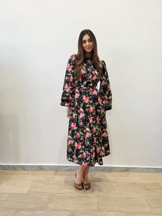 Μίντι floral μακρυμάνικο φόρεμα