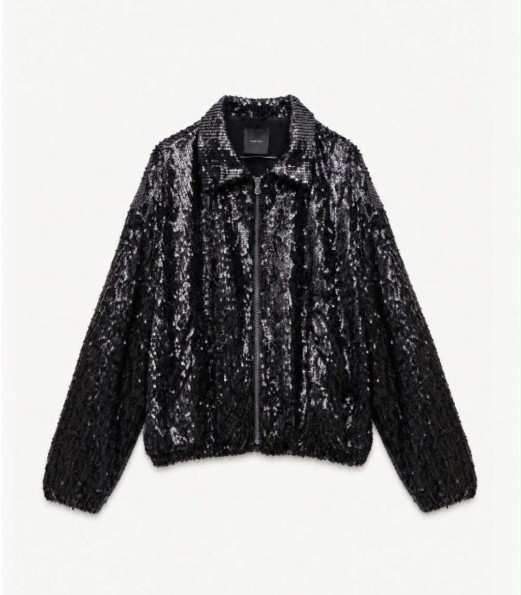 Lumina bomber jacket με παγιέτες μαύρο